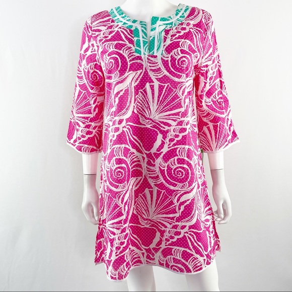 NEW Lilly Pulitzer Pink Shell Print Clammies & Jammies Nightshirt Dress Size S - Picture 2 of 10